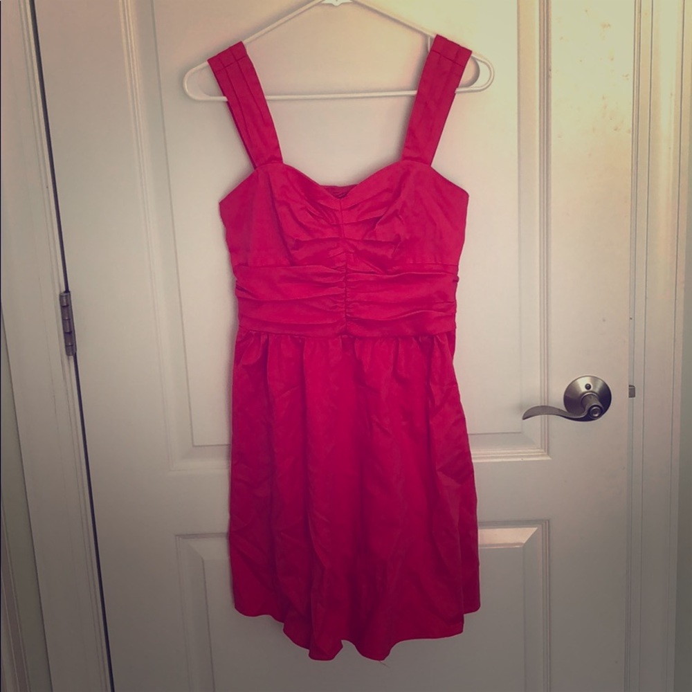Pink dress with ruching detail